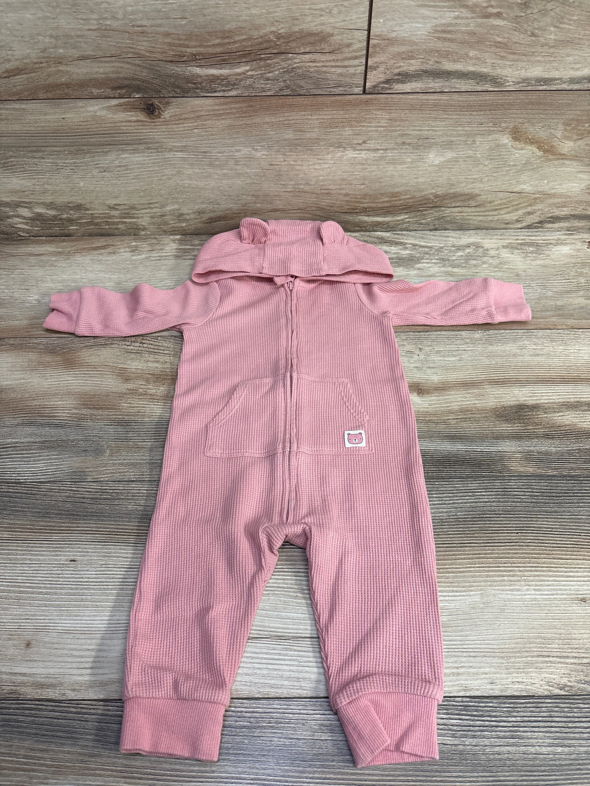 Carter's Waffle Knit Hooded Coverall Pink sz 6m