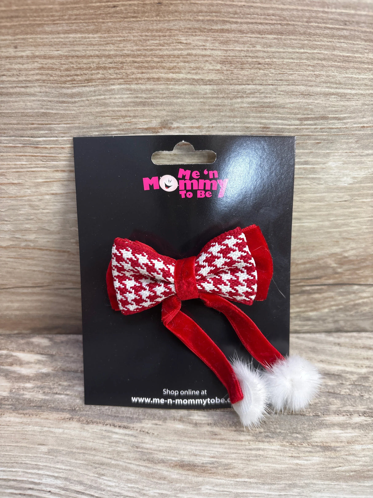 NEW Pom-Pom Double Layer Velvet Hair Bow Red
