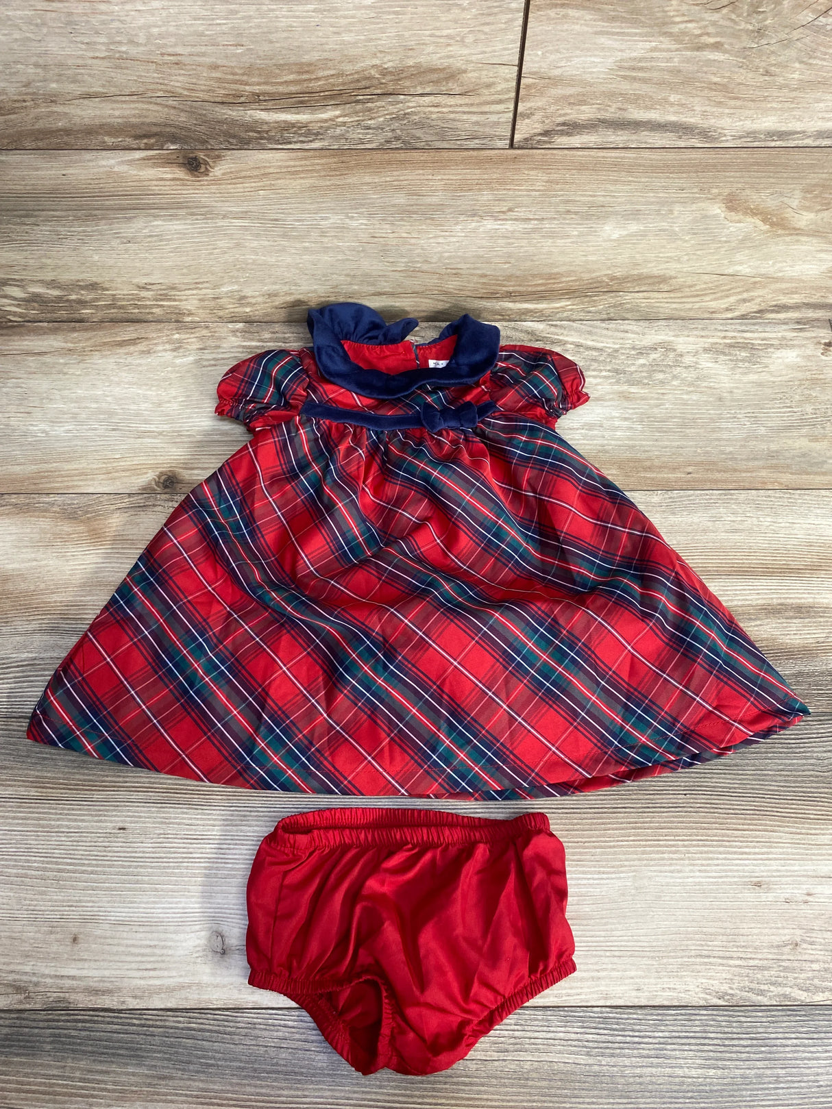 Max Studio Kids Plaid Dress & Bloomers 2pc Set Red sz 6-9m