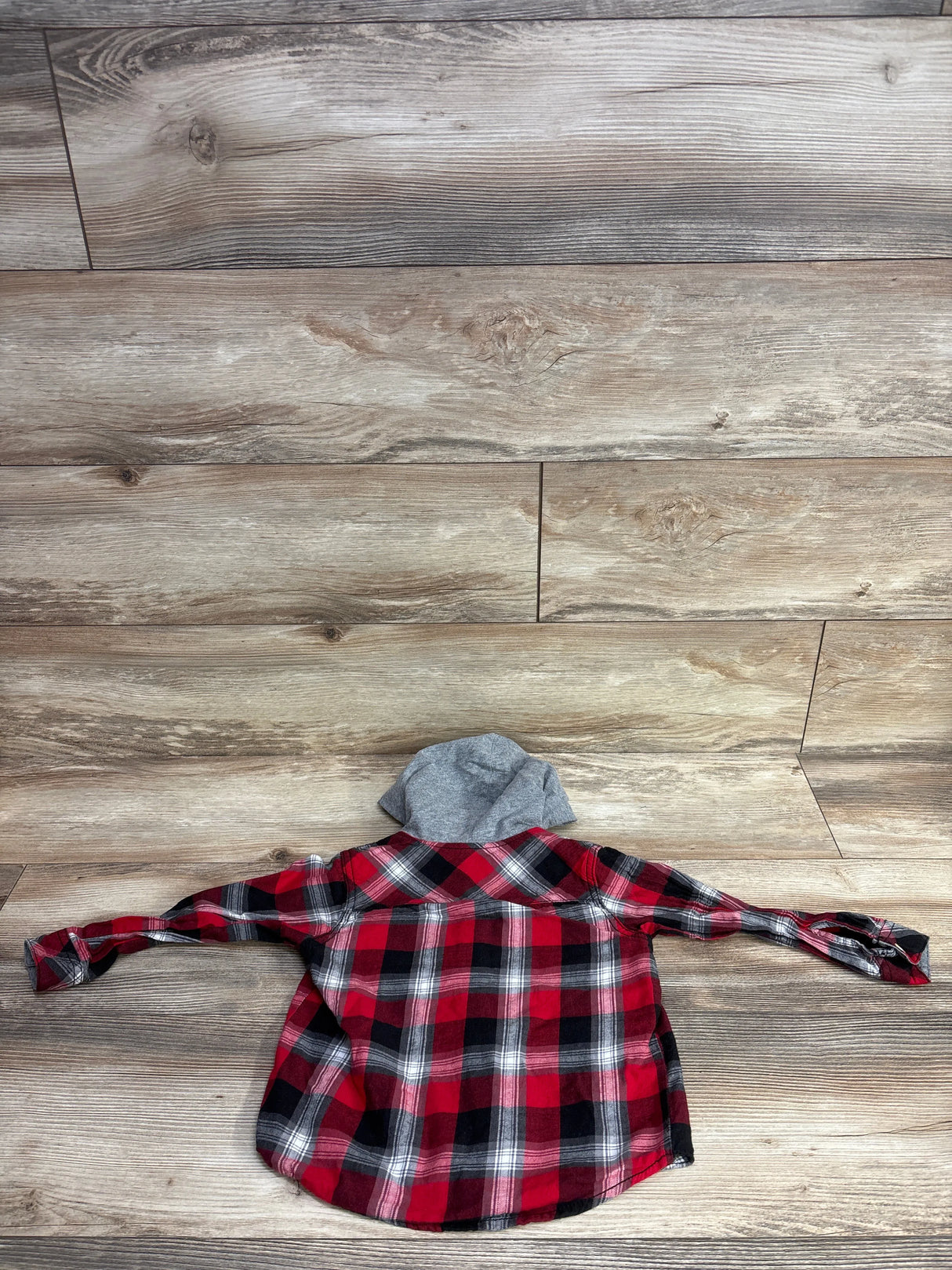 Plaid Hooded Flannel Shirt Red sz 2T