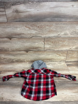 Plaid Hooded Flannel Shirt Red sz 2T