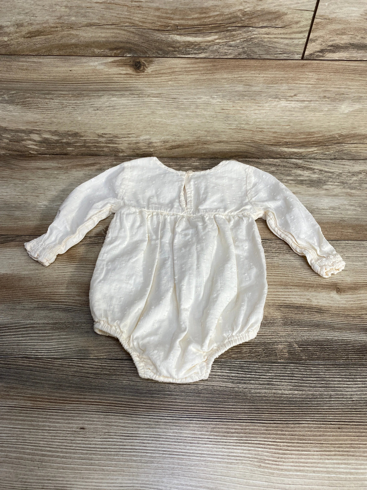 Old Navy Clip Dot Lace Trim Bubble Romper Cream sz 6-12m