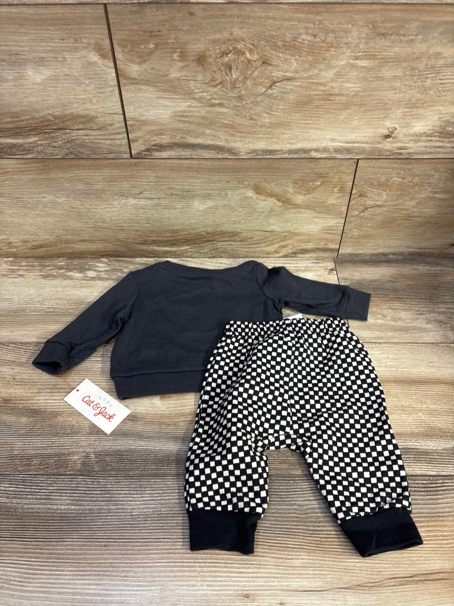 NEW Cat & Jack 2pc Milk Monster Sweatshirt & Joggers Charcoal sz 0-3m