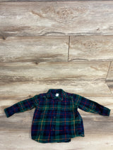 Children's Place Plaid Button Up Shirt Emerald sz 9-12m