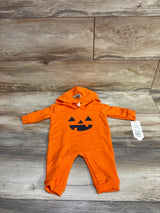 NEW Cat & Jack Pumpkin Graphic Hooded Romper Orange sz Newborn