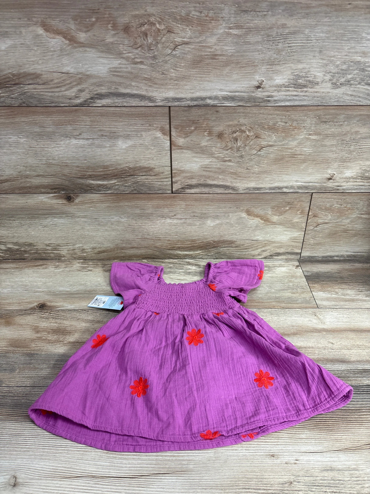 NEW Cat & Jack Floral Embroidered Short Sleeve Dress Purple sz 12m