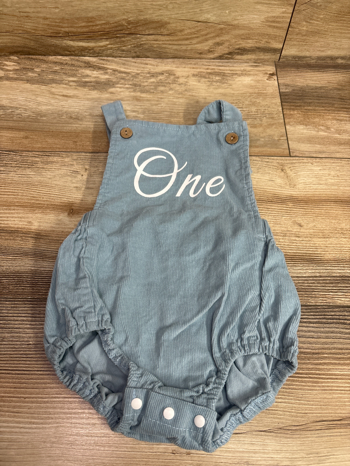 IBTOM Castle 1st Birthday Overall Bubble Romper Blue sz 12m