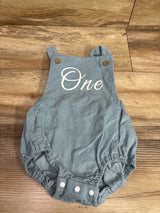 IBTOM Castle 1st Birthday Overall Bubble Romper Blue sz 12m