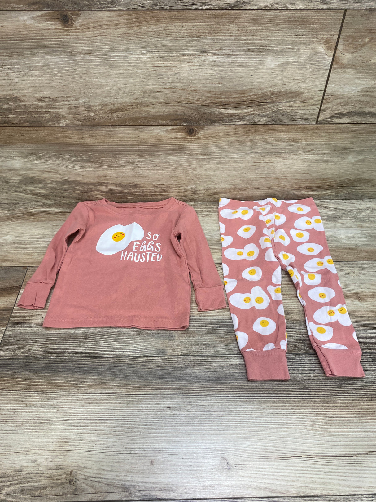 Old Navy 2pc So Eggshausted Pajama Set Pink sz 18-24m