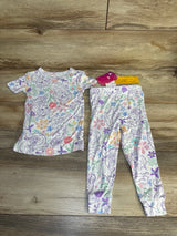 NEW Disney Princess 2pc Short Sleeve Viscose Snug Fit Pajama Set White sz 2T