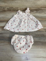 Rabbit + Bear 2pc Ladybug Dress & Bloomers Cream sz 0-3m