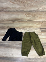 Shein 2pc One Shoulder Shirt & Pull On Pants Black sz 12/18m