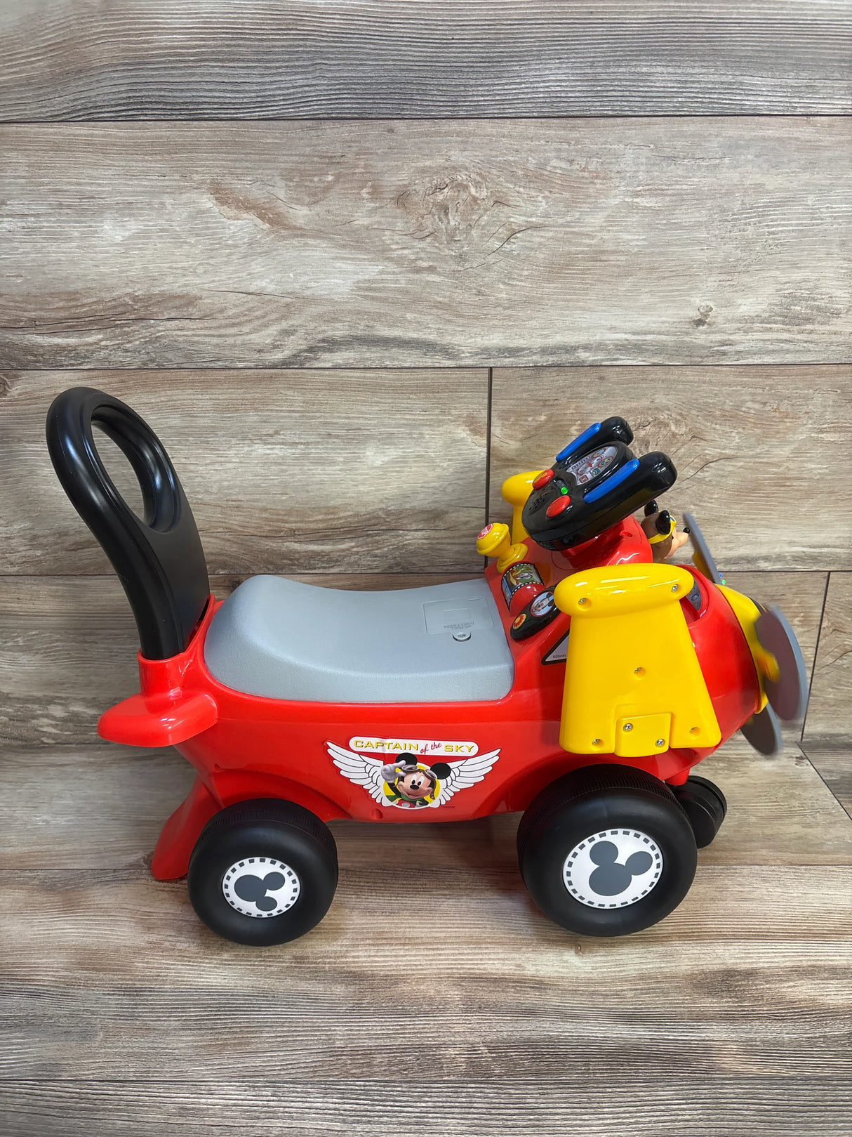 Kiddieland Mickey Mouse Lights 'N' Sounds Activity Plane Ride On