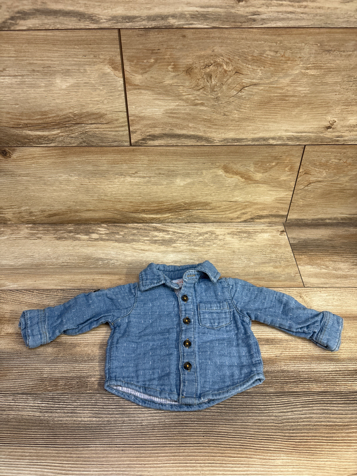 Cat & Jack Button Up Shirt Blue sz Newborn