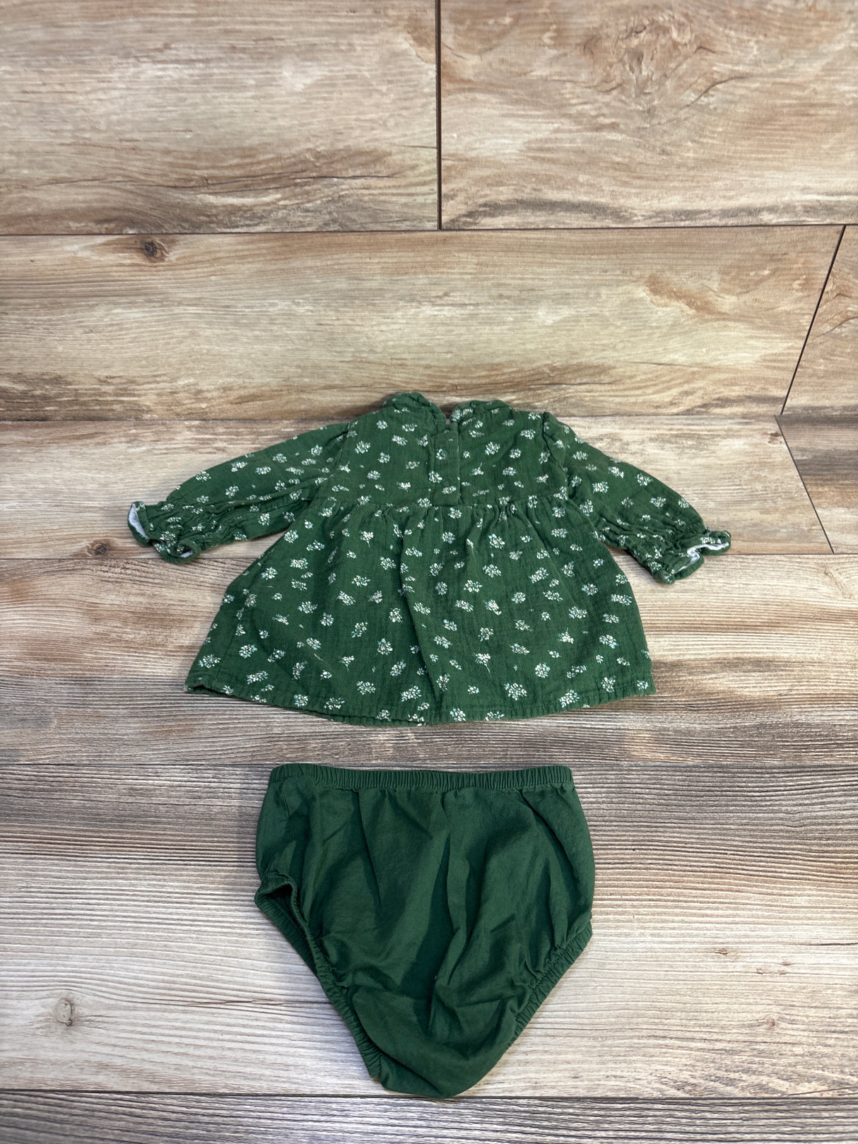 Cloud Island 2pc Gauze Dress & Bloomers Set Green sz 3-6m