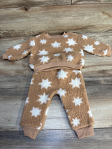 Old Navy 2pc Sherpa Lined Star Print Sweatshirt Set Beige sz 6-12m