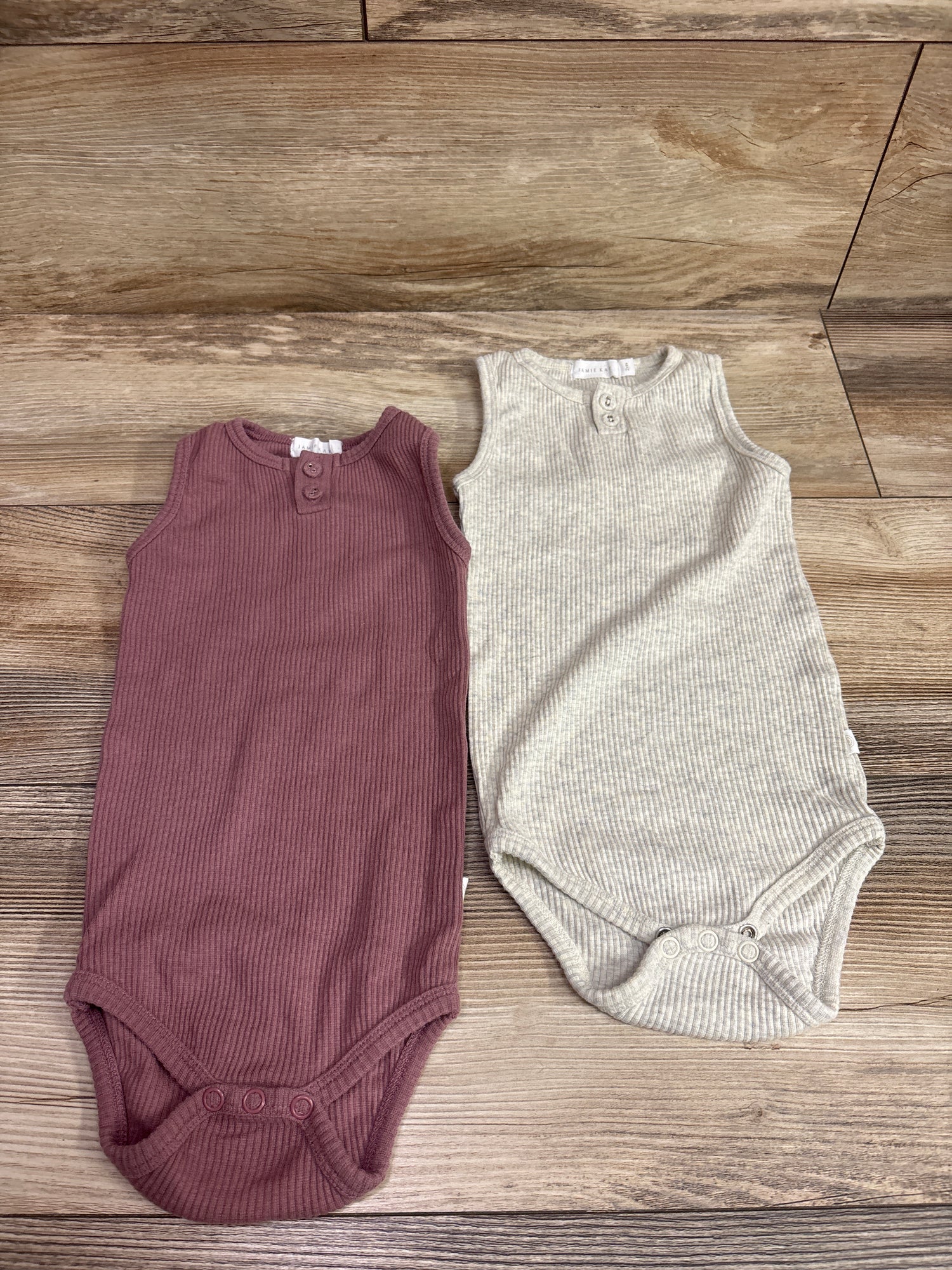 Jamie Kay 2pk Ribbed Sleeveless Henley Bodysuits Pink/Grey sz 2T