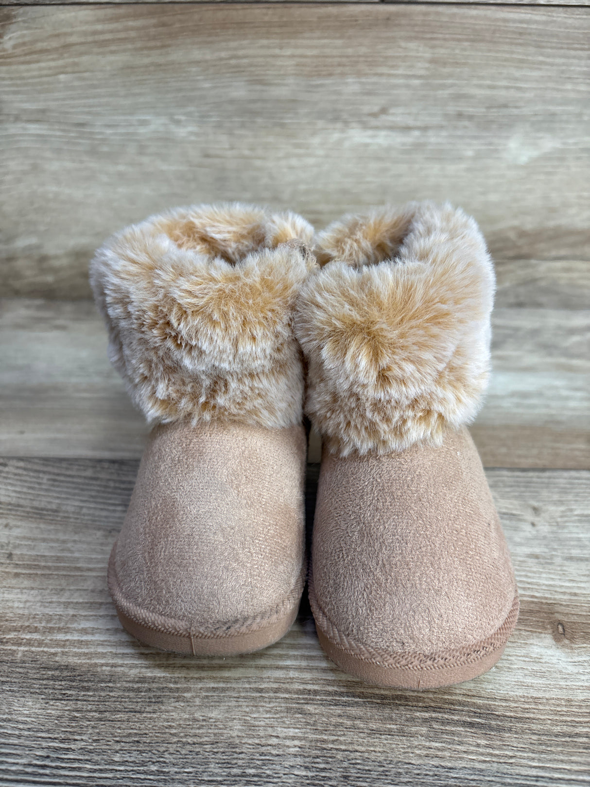 First Steps by Stepping Stone Faux Fur Boots, Tan sz 3c