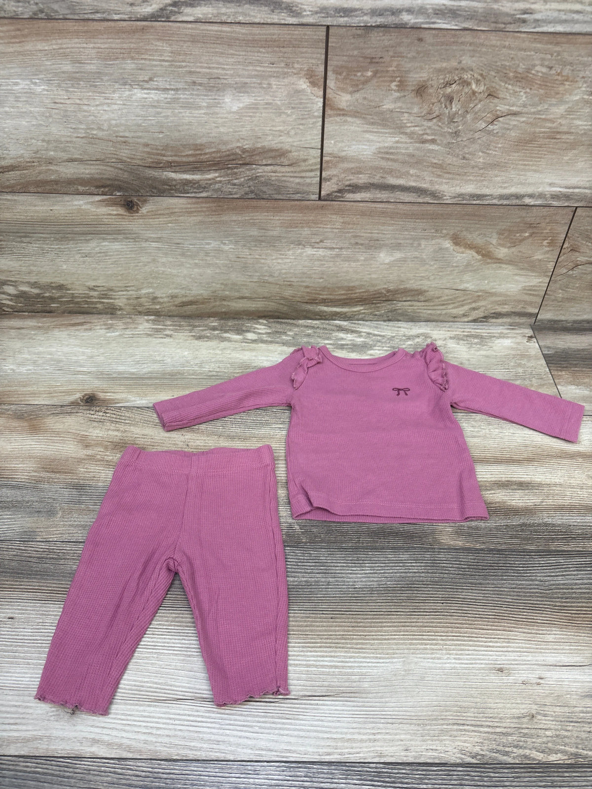 Just One You 2pc Waffle Knit Shirt & Pants Set Mauve sz 3m