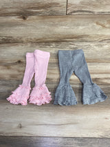 2pk Ribbed Ruffled Leggings Grey sz Newborn