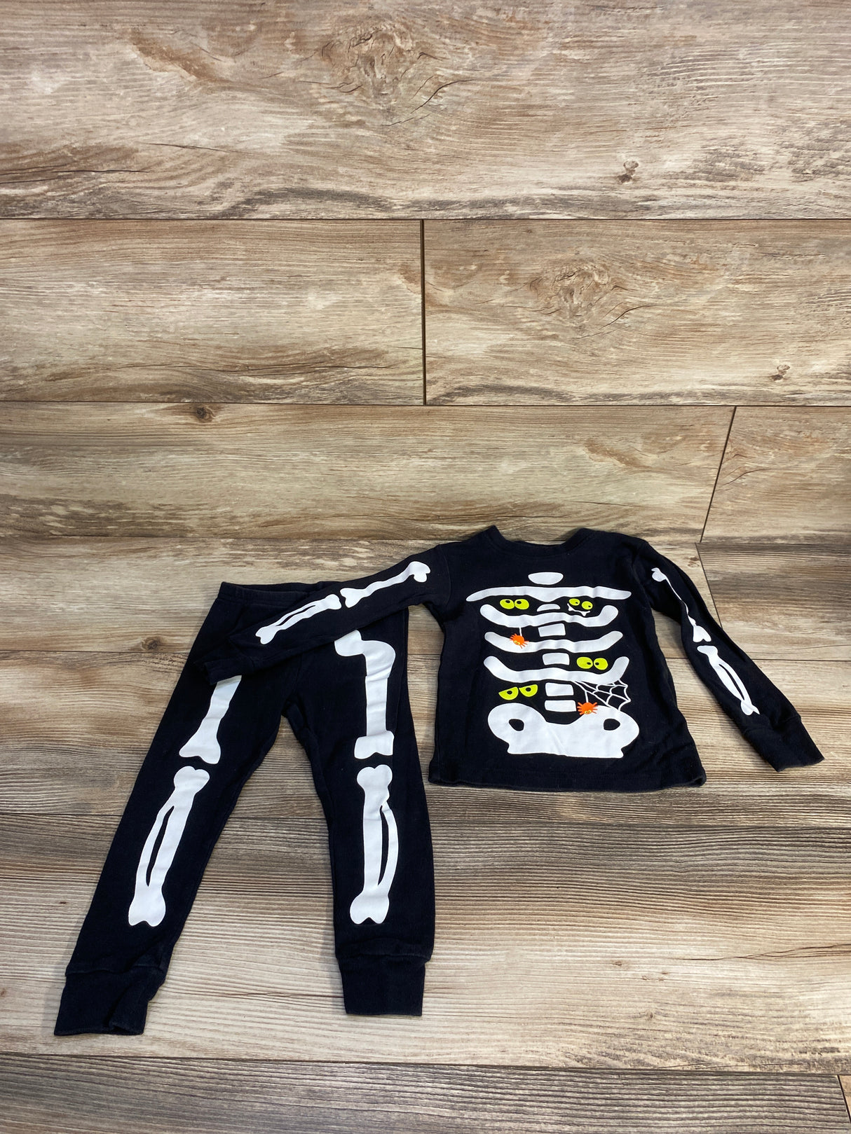 Carter's 2pc Skeleton Shirt & Pants Pajama Set Black sz 2T