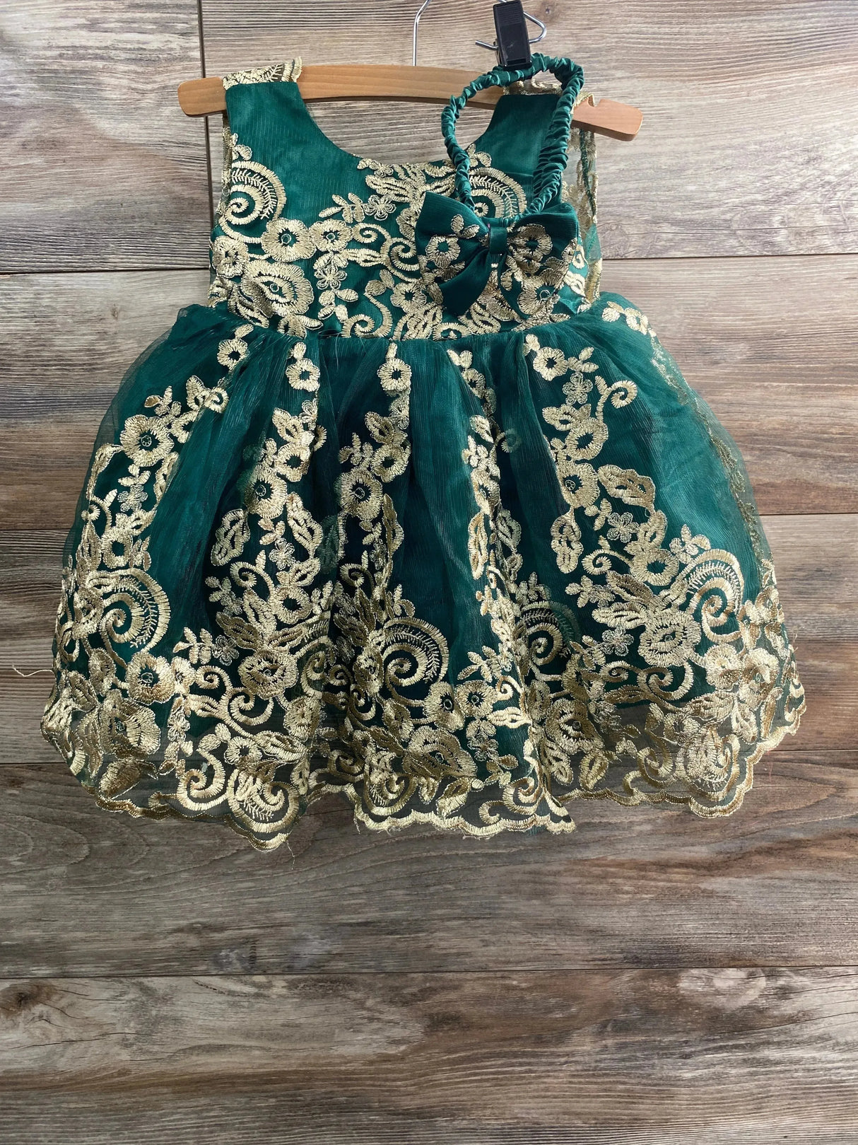 NEW 3pc Embroidered Tulle Dress Set Green sz 12m