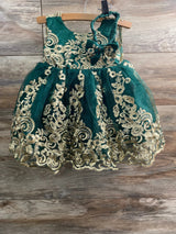 NEW 3pc Embroidered Tulle Dress Set Green sz 12m