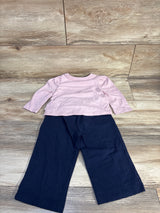 NEW Baby Gap 2pc Puff Sleeve Shirt & Pants Set Pink sz 12-18m