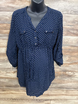 Motherhood Maternity Henley Polka Dot Navy sz Large