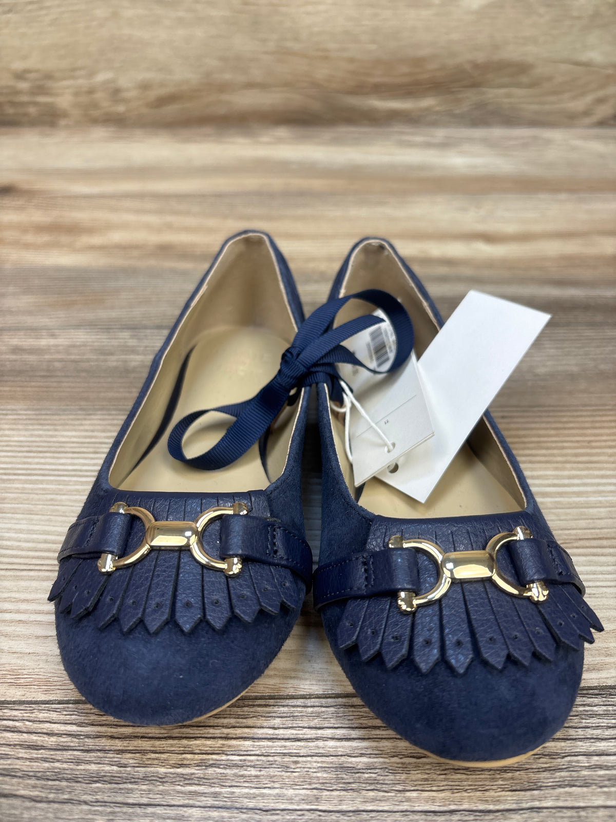 NEW Janie & Jack Suede Bridle Bit Flats Navy sz 11c