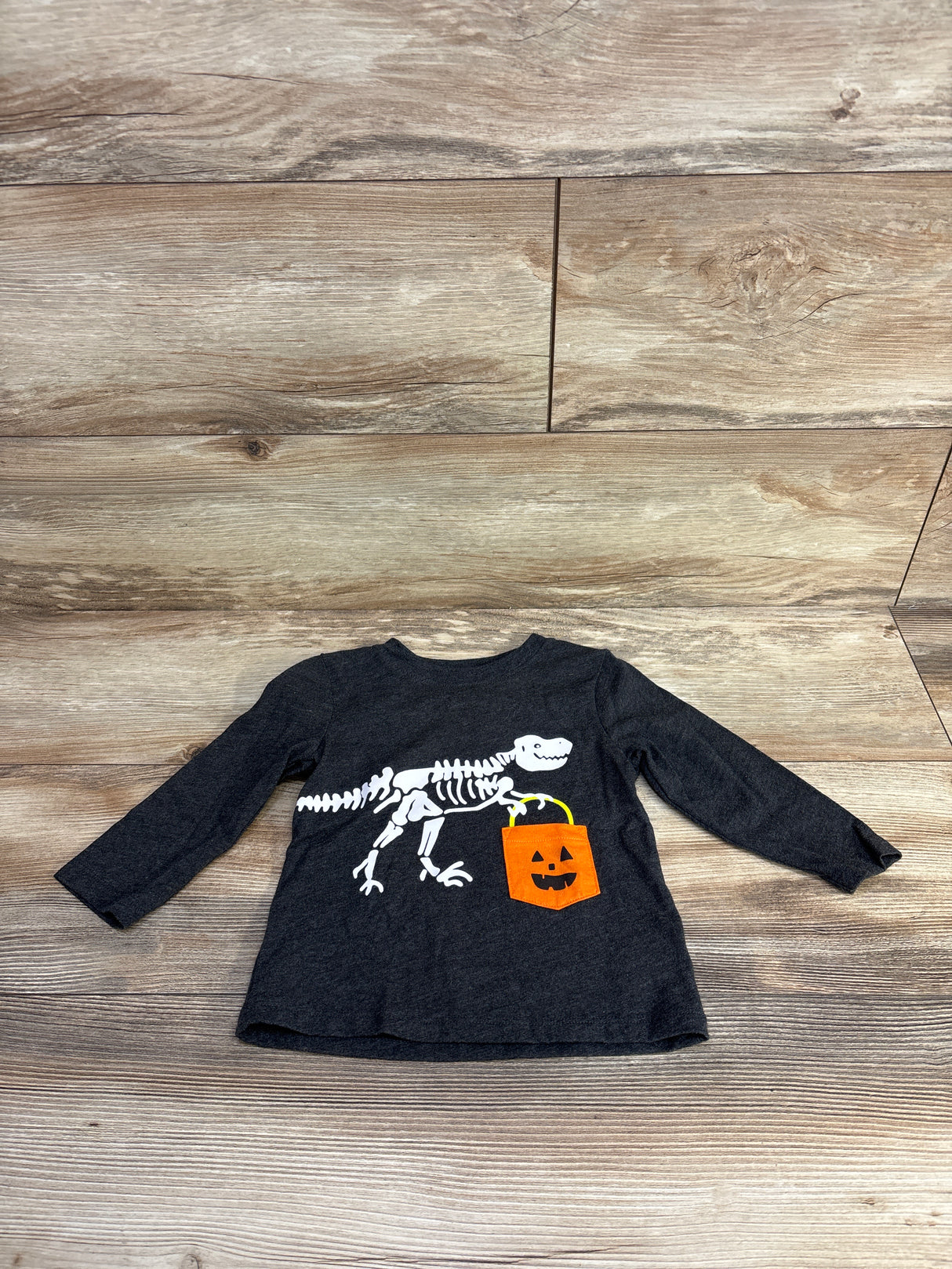 Cat & Jack Dinosaur Trick Or Treat Shirt Grey sz 18m