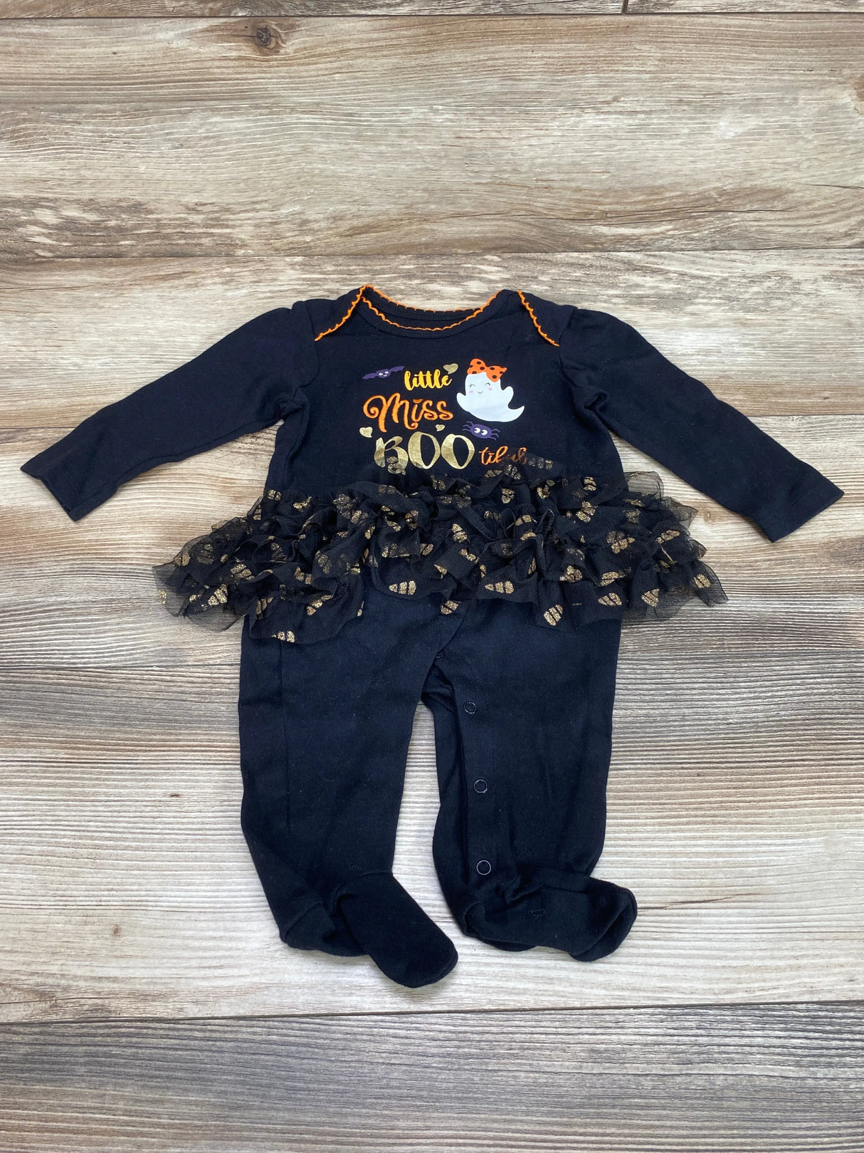 Koalakids Tutu Footed Coverall 'Little Miss Boo tiful' Black Sz 0-3m - Me n Mommy To Be