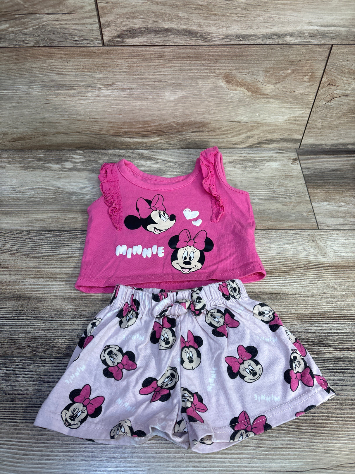 Disney Baby 2pc Minnie Mouse Tank Top & Shorts Set Pink sz 12m