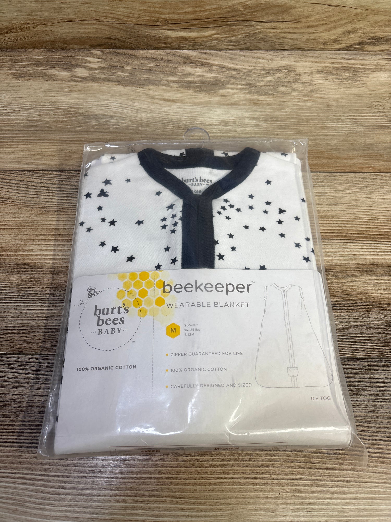 NEW Burt's Bees Baby Beekeeper Wearable Blanket White sz Medium/6-12m