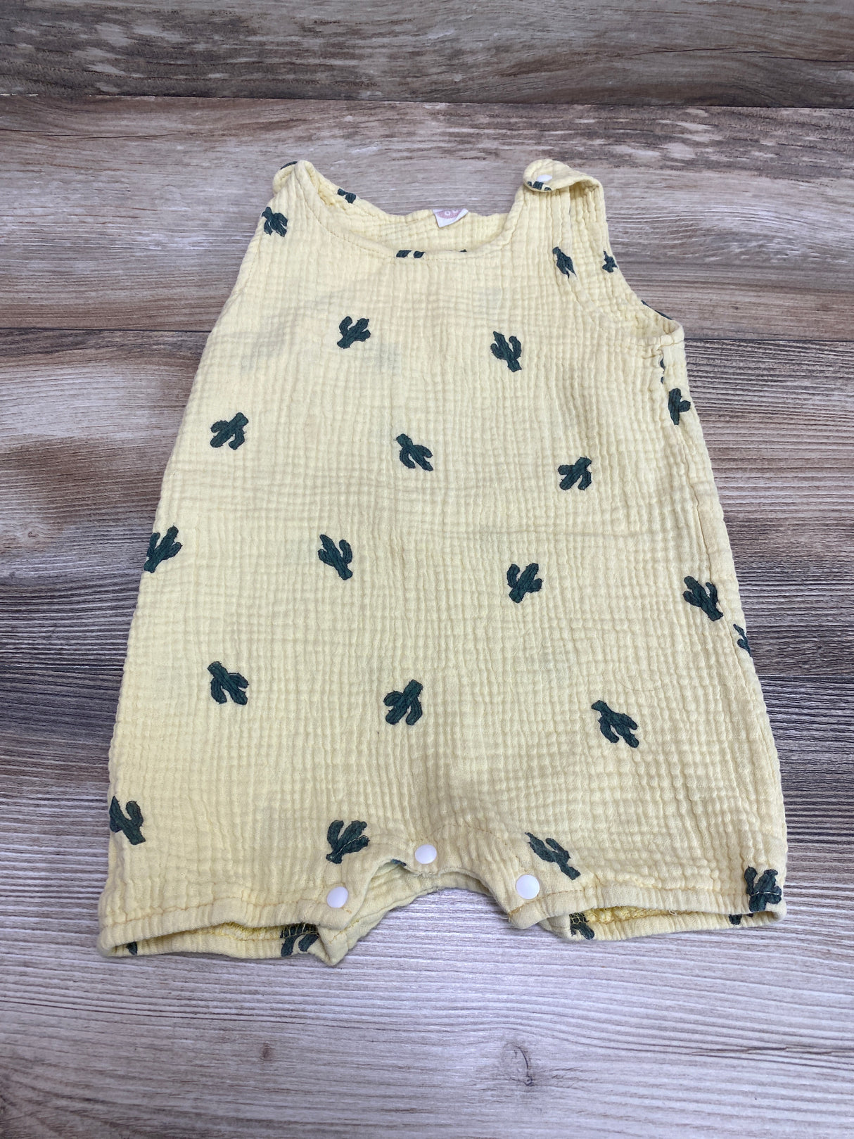 Shein Cactus Print Muslin Shortie Romper Yellow sz 18m