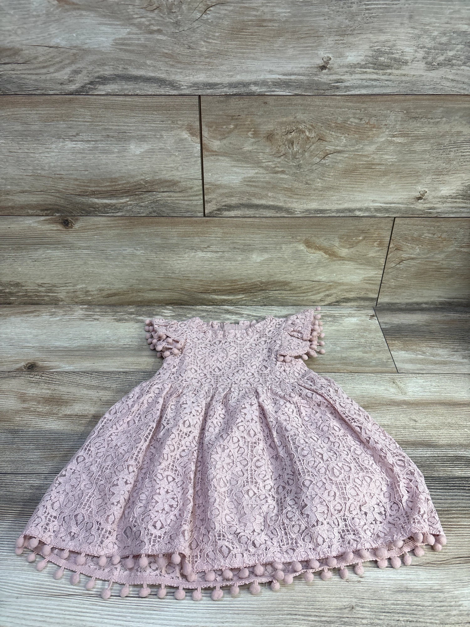 KYAIGUO Lace Pom-Pom Dress Pink sz 12-18m