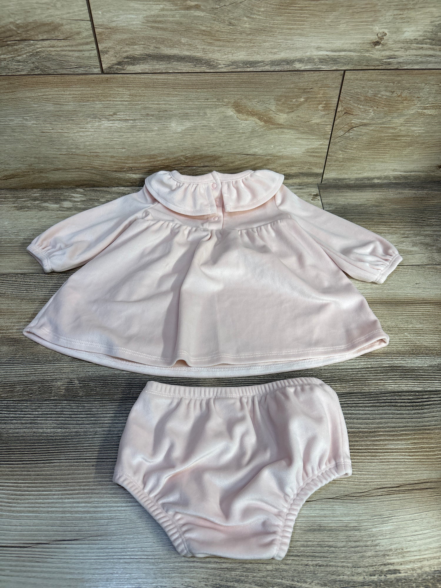 Nordstrom 2pc Velour Collared Dress & Bloomers Set Pink sz 6m