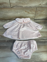 Nordstrom 2pc Velour Collared Dress & Bloomers Set Pink sz 6m