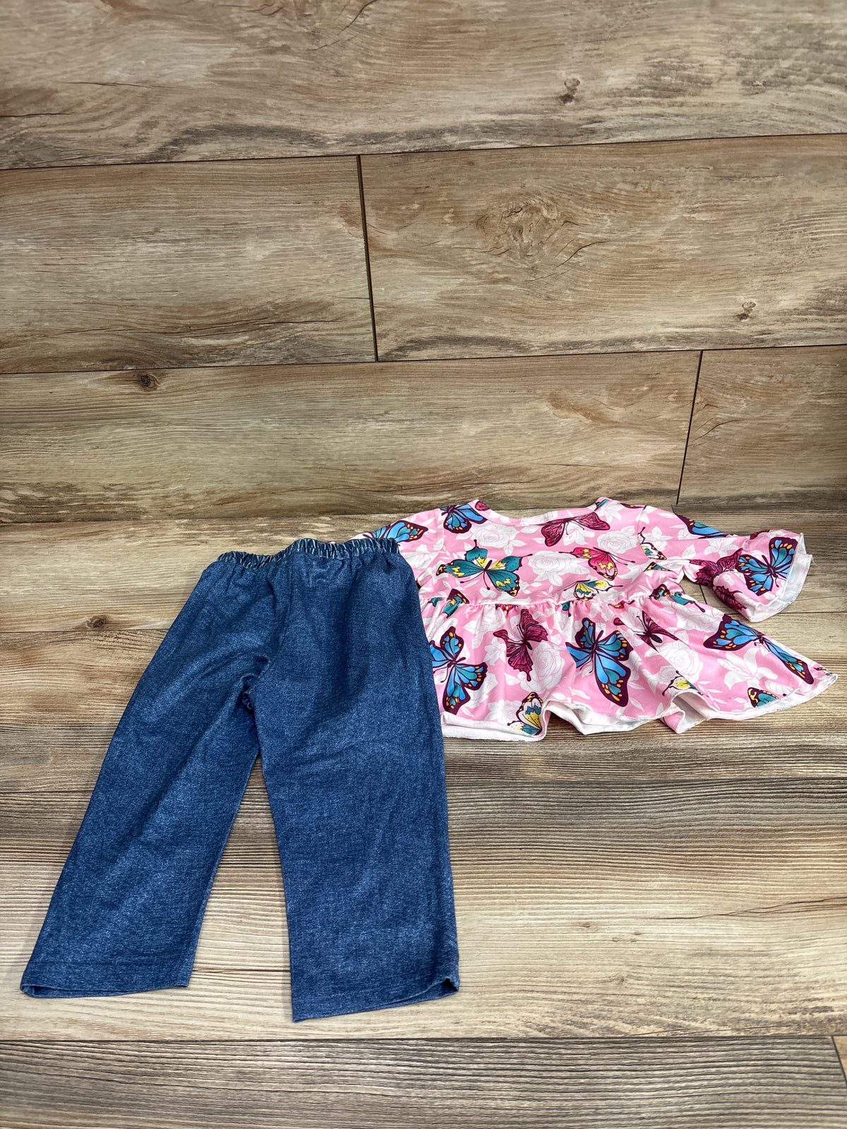 Shein 2pc Butterfly Top & Pants Set Pink sz 9-12m