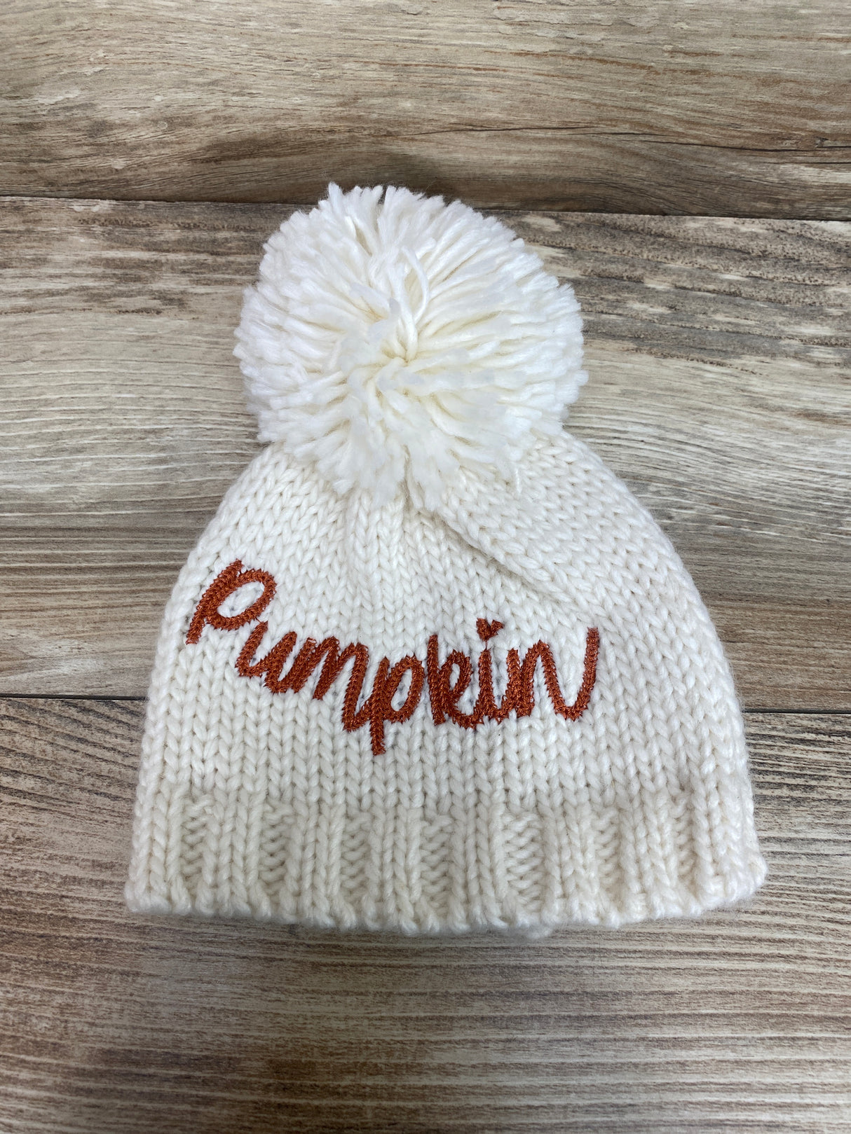 So 'Dorable Pom Beanie "Pumpkin" White Sz 0-12m