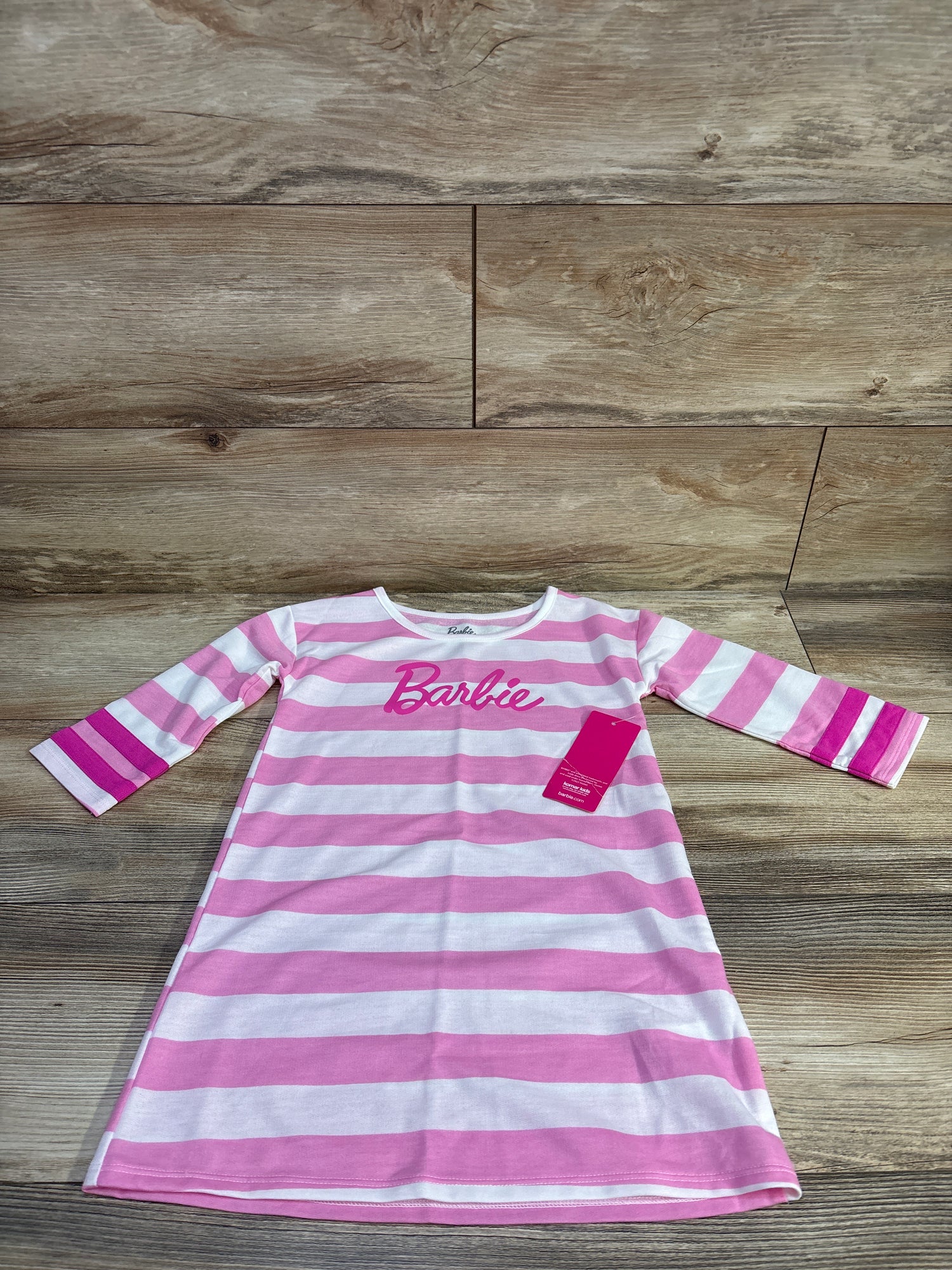 NEW Barbie Striped Long Sleeve Nightgown Pink sz 5T