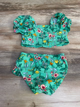 Cat & Jack 2pc Floral Puff Sleeve Swimsuit Green sz 3T