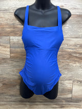 NEW Gap Maternity Square Neck One-Piece Dazzling Blue Swimsuit sz Large