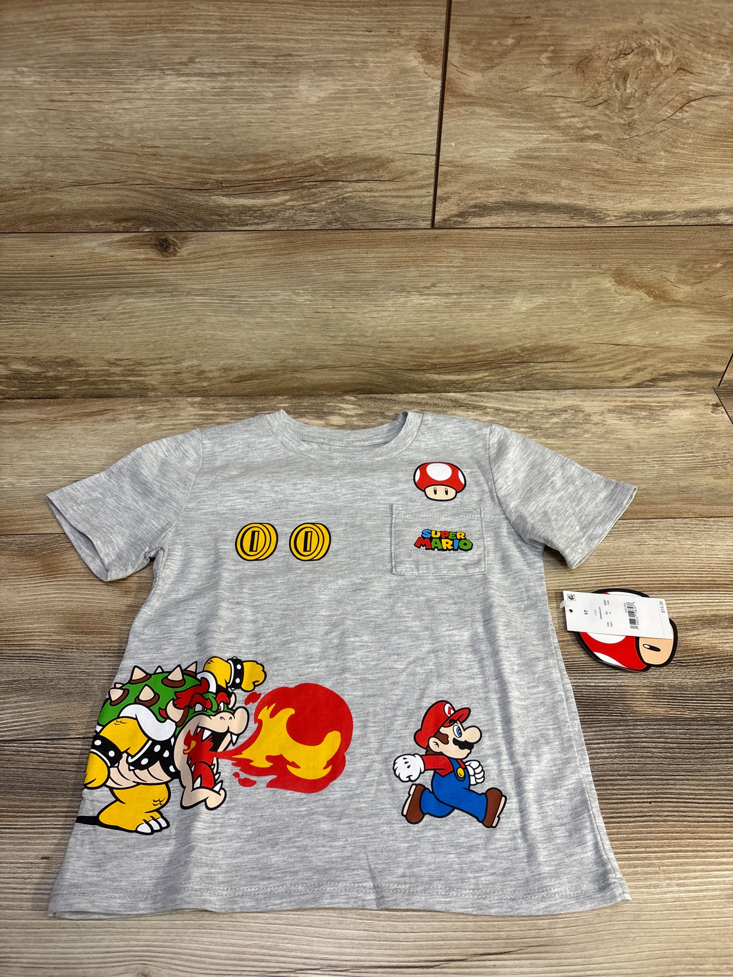 NEW Super Mario Shirt Grey sz 5T