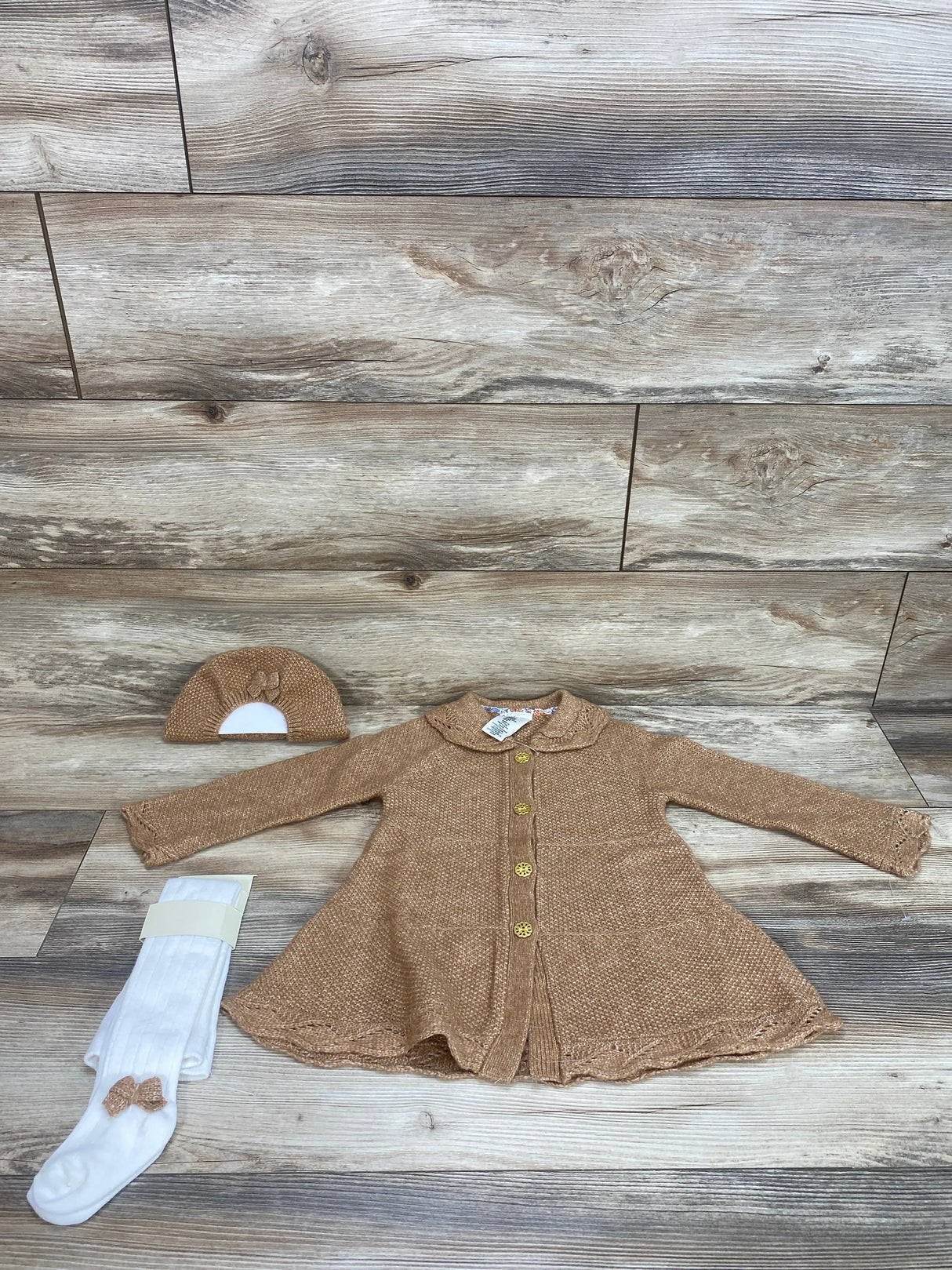 Nw/oT Max Studio Brown Sweater Dress, Hat & Tights Set sz 24m