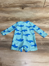 Just One You Whale Print Rashguard Swimsuit Blue sz 9m