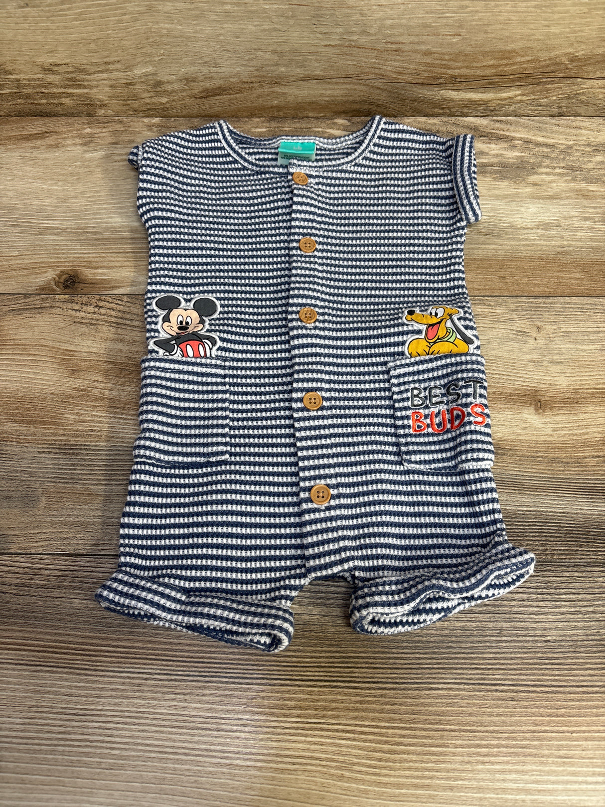 Disney Baby Striped Mickey Mouse Romper Blue sz 3-6m