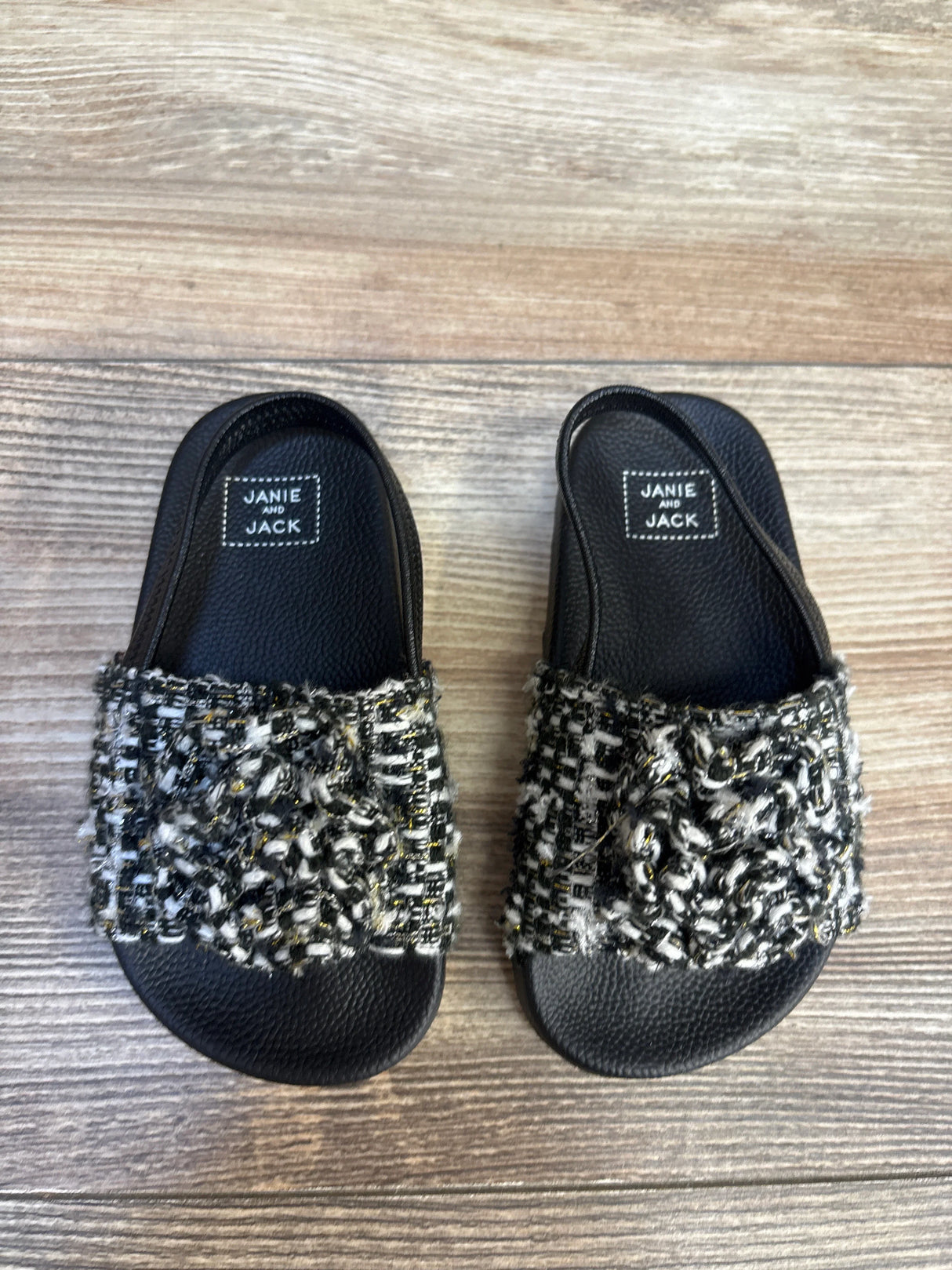 Janie & Jack Woven Pool Slides Black sz 6c