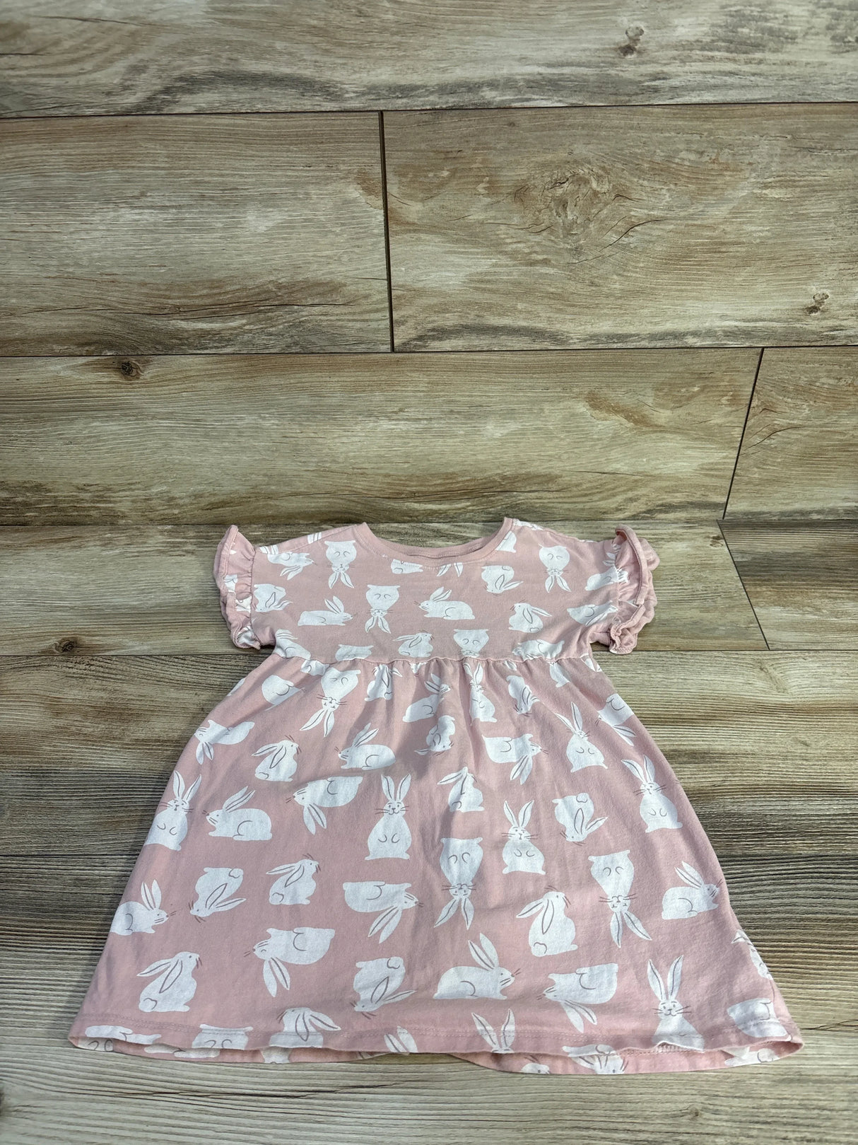 Old Navy Bunny Print Short Sleeve Jersey Dress Pink sz 3T