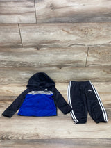 Adidas 2pc Full Zip Hoodie & Pants Grey/Blue sz 24m